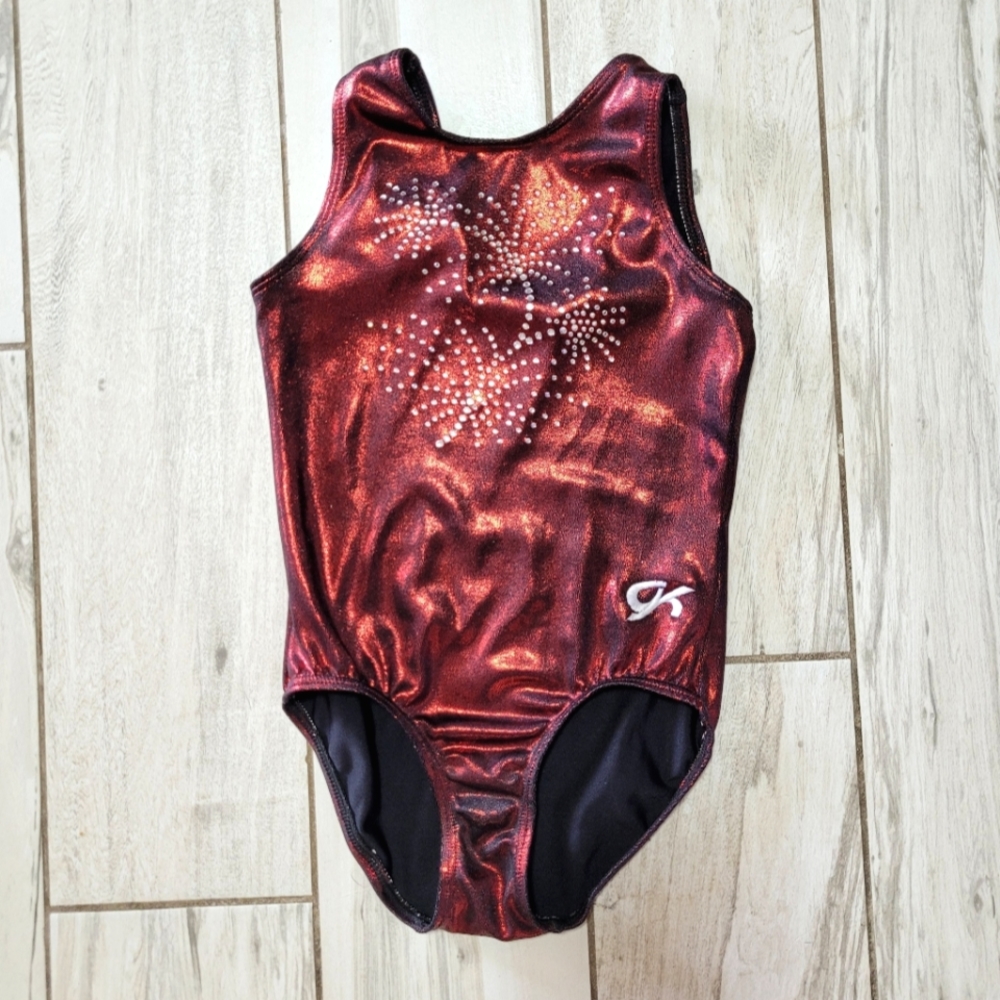 COMPETITION GK ELITE CM Medium Gymnastics Dance Leotard Mystique Copper Maroon